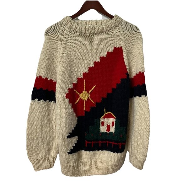 Vintage Alexander Wool Sweater Womens L Wool Handknit Greece Home Cottage Knit - Picture 1 of 7